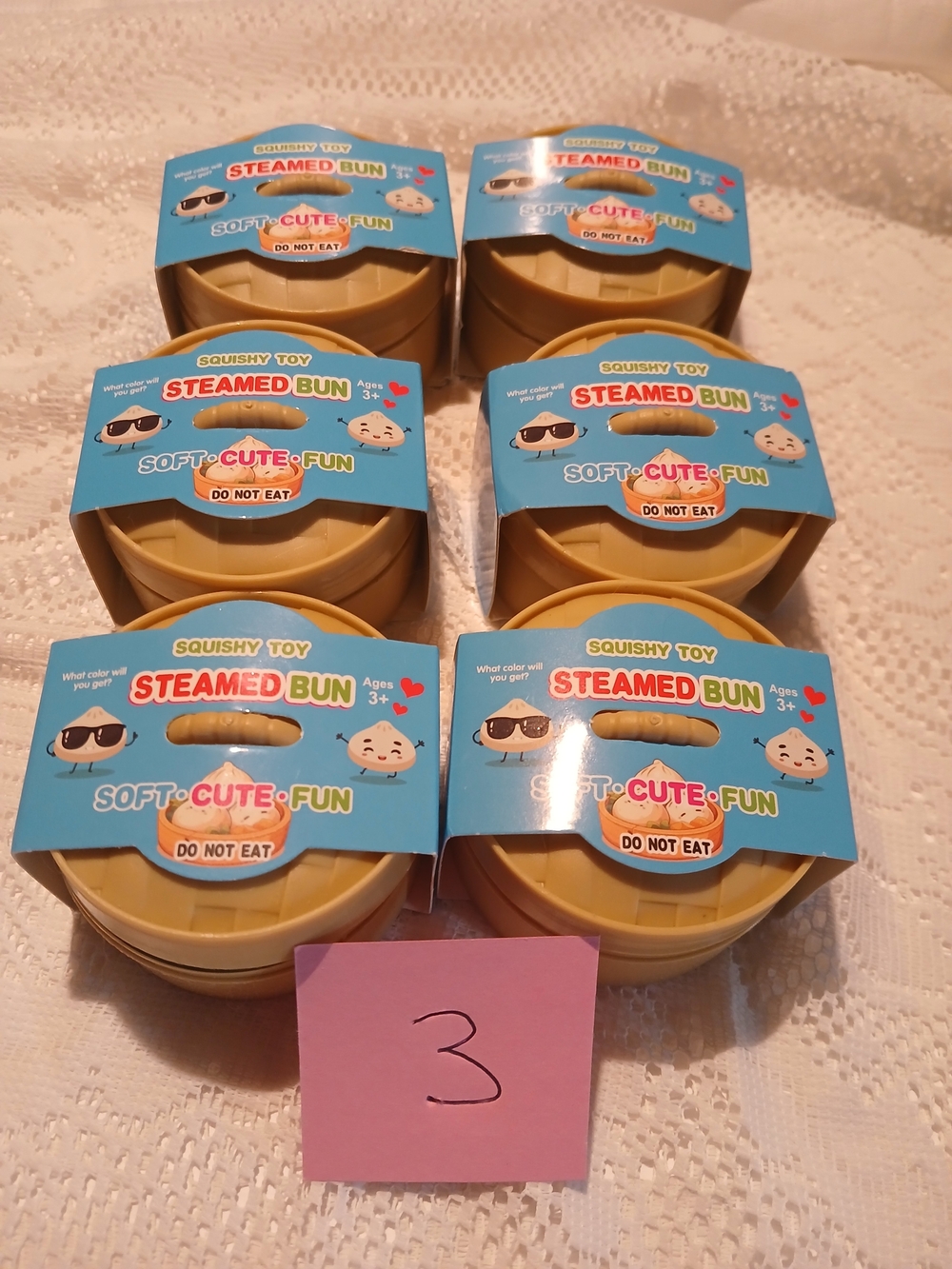 Steamed Bun Squishy Toy - Soft Cute Fun (Beige) 6 Random